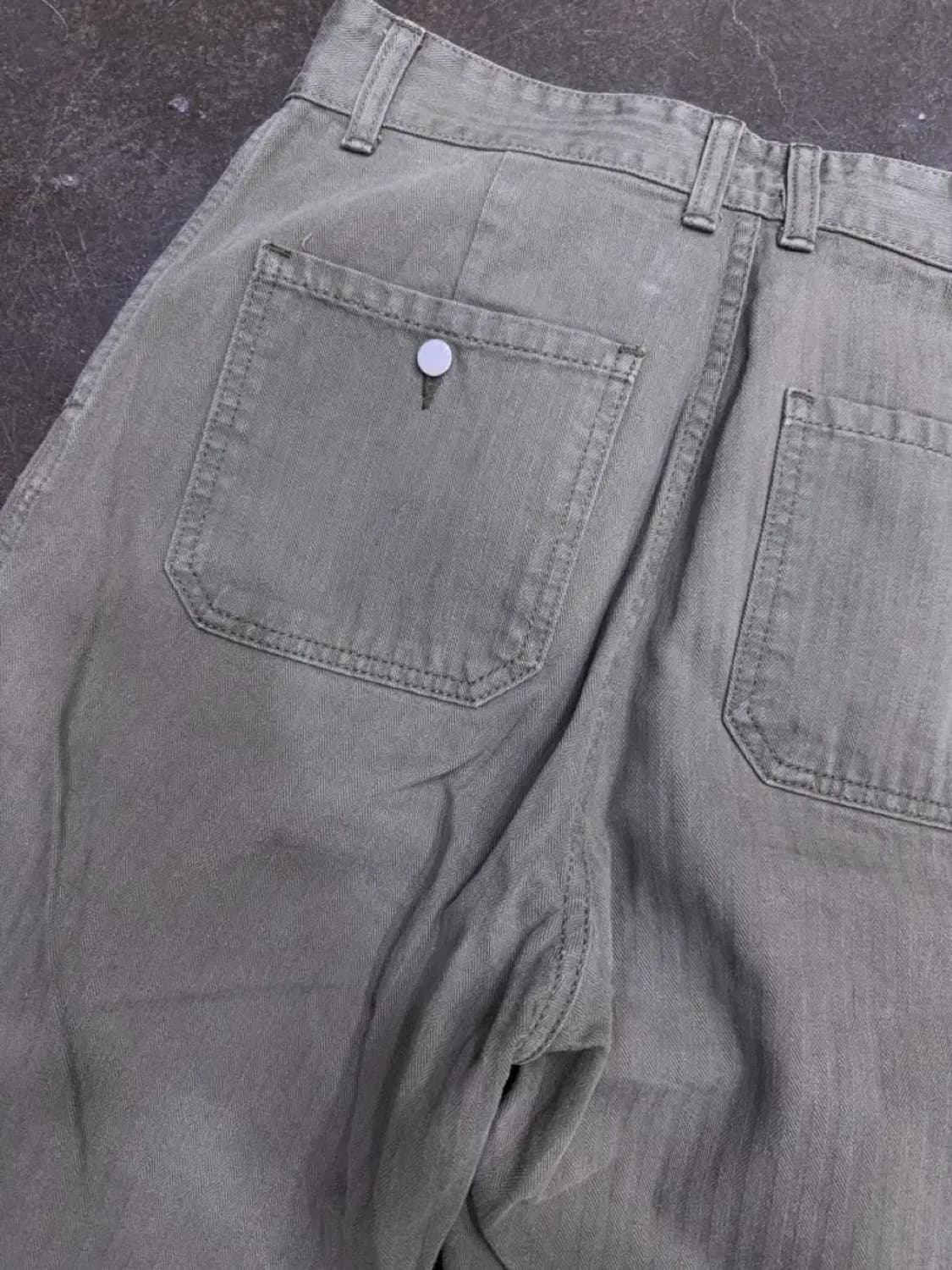 어나더오피스 헤링본 핀턱 오피서 팬츠 올리브 1사이즈 상품이미지7