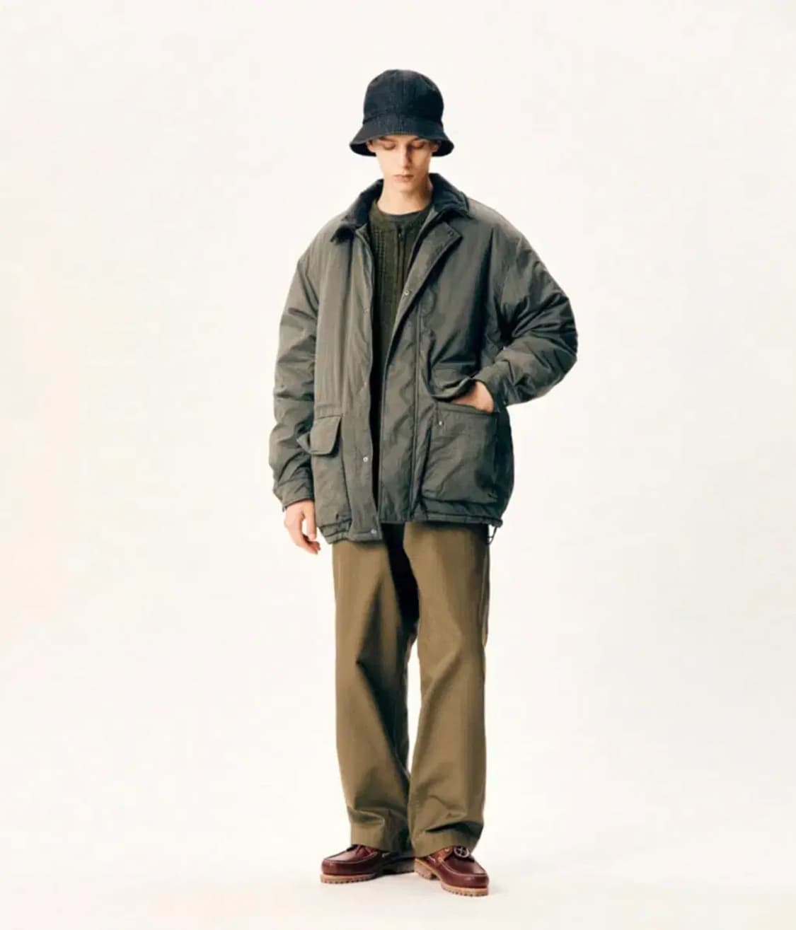 에스피오나지 와이드 오피서 팬츠 올리브 M 상품이미지3