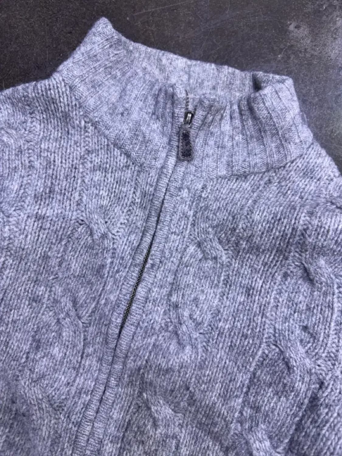 타미힐피거 코튼 케이블 니트 스웨터 투웨이 집업 라이트 그레이 M 상품이미지3