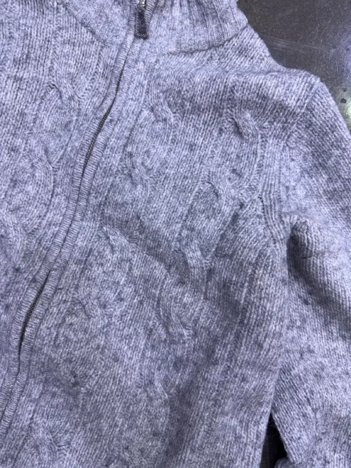 타미힐피거 코튼 케이블 니트 스웨터 투웨이 집업 라이트 그레이 M 상품이미지4