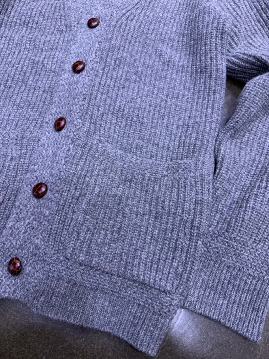 옐로우페이퍼 파슨스 클래식 숄카라 가디건 그레이 M 상품이미지6