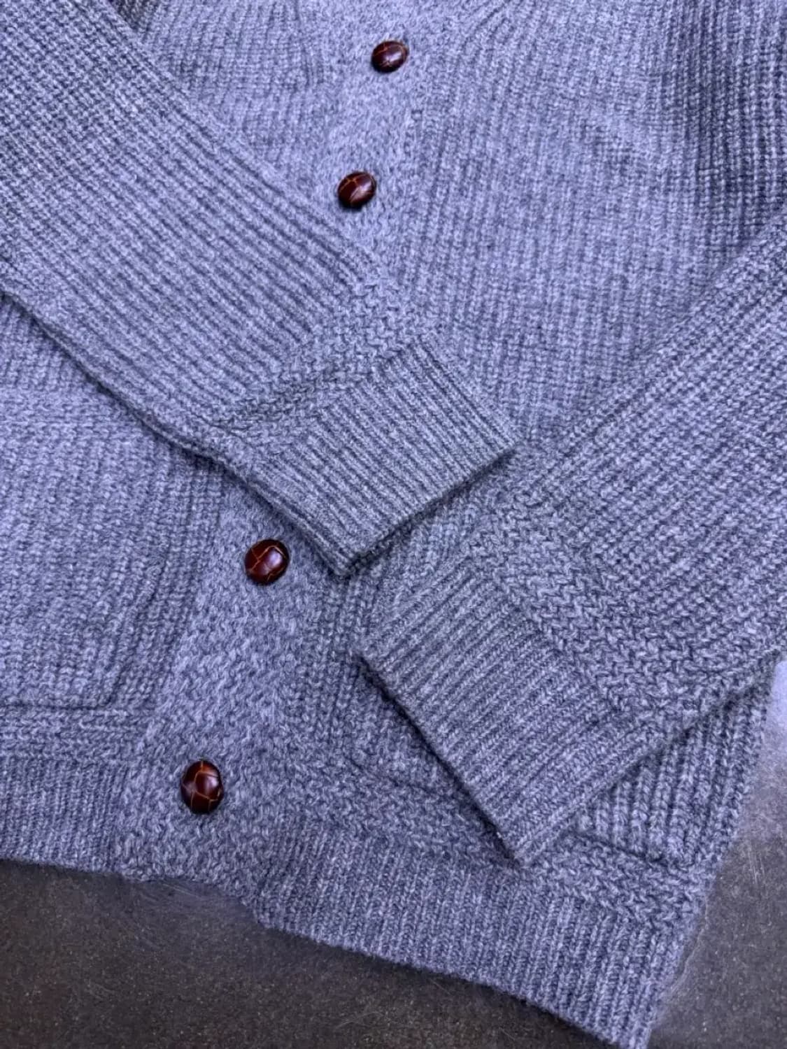 옐로우페이퍼 파슨스 클래식 숄카라 가디건 그레이 M 상품이미지7