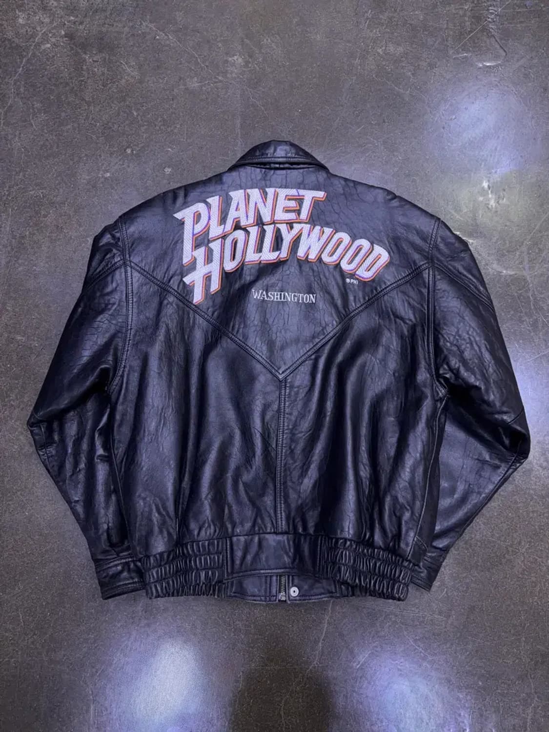 플래닛 할리우드 워싱턴 자수 양가죽 레더 봄버자켓 M 상품이미지2