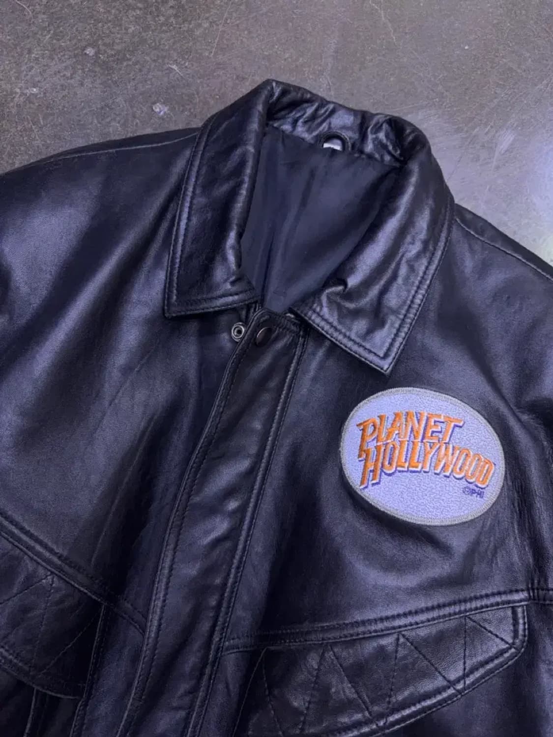 플래닛 할리우드 워싱턴 자수 양가죽 레더 봄버자켓 M 상품이미지3