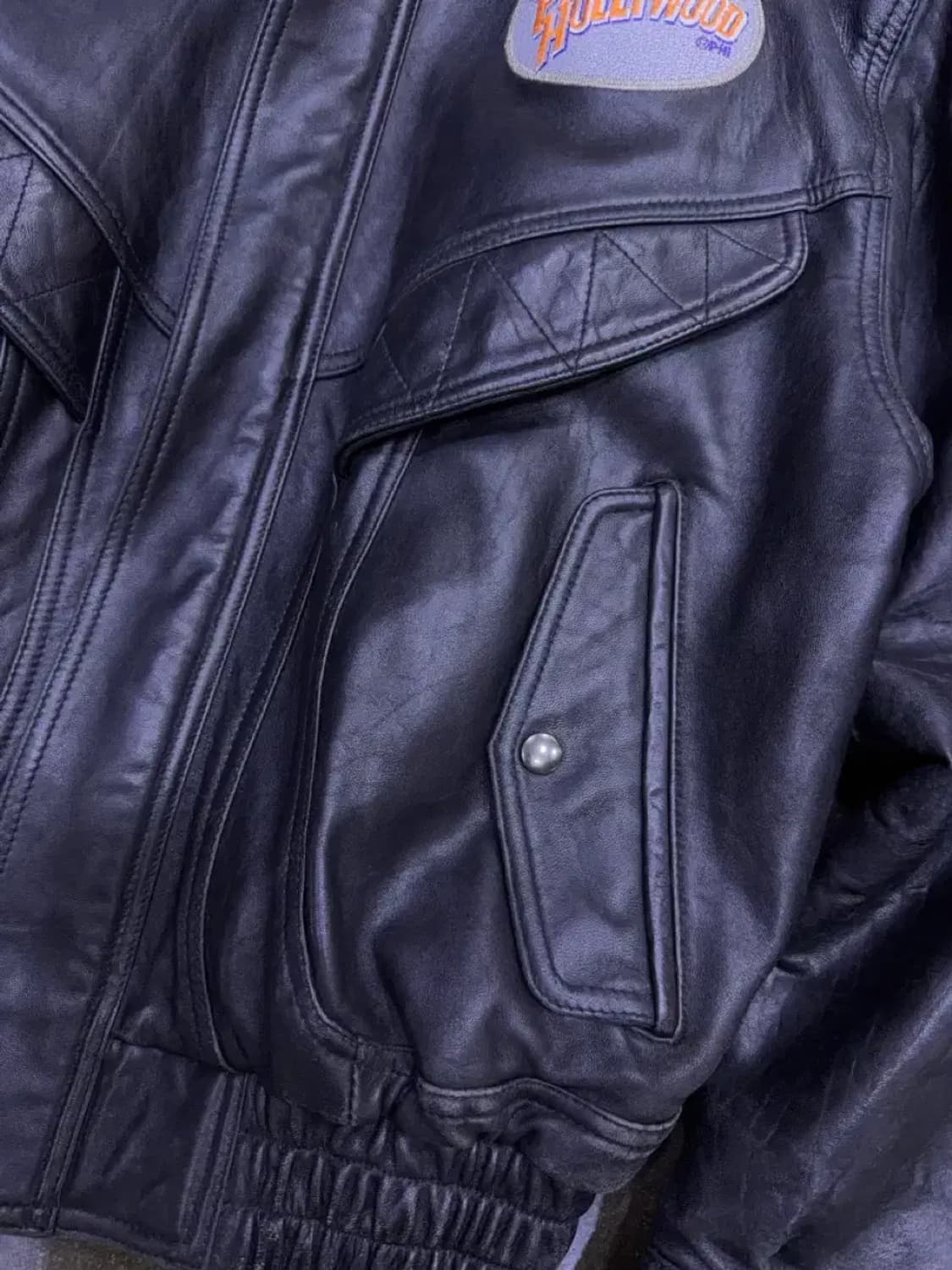 플래닛 할리우드 워싱턴 자수 양가죽 레더 봄버자켓 M 상품이미지5