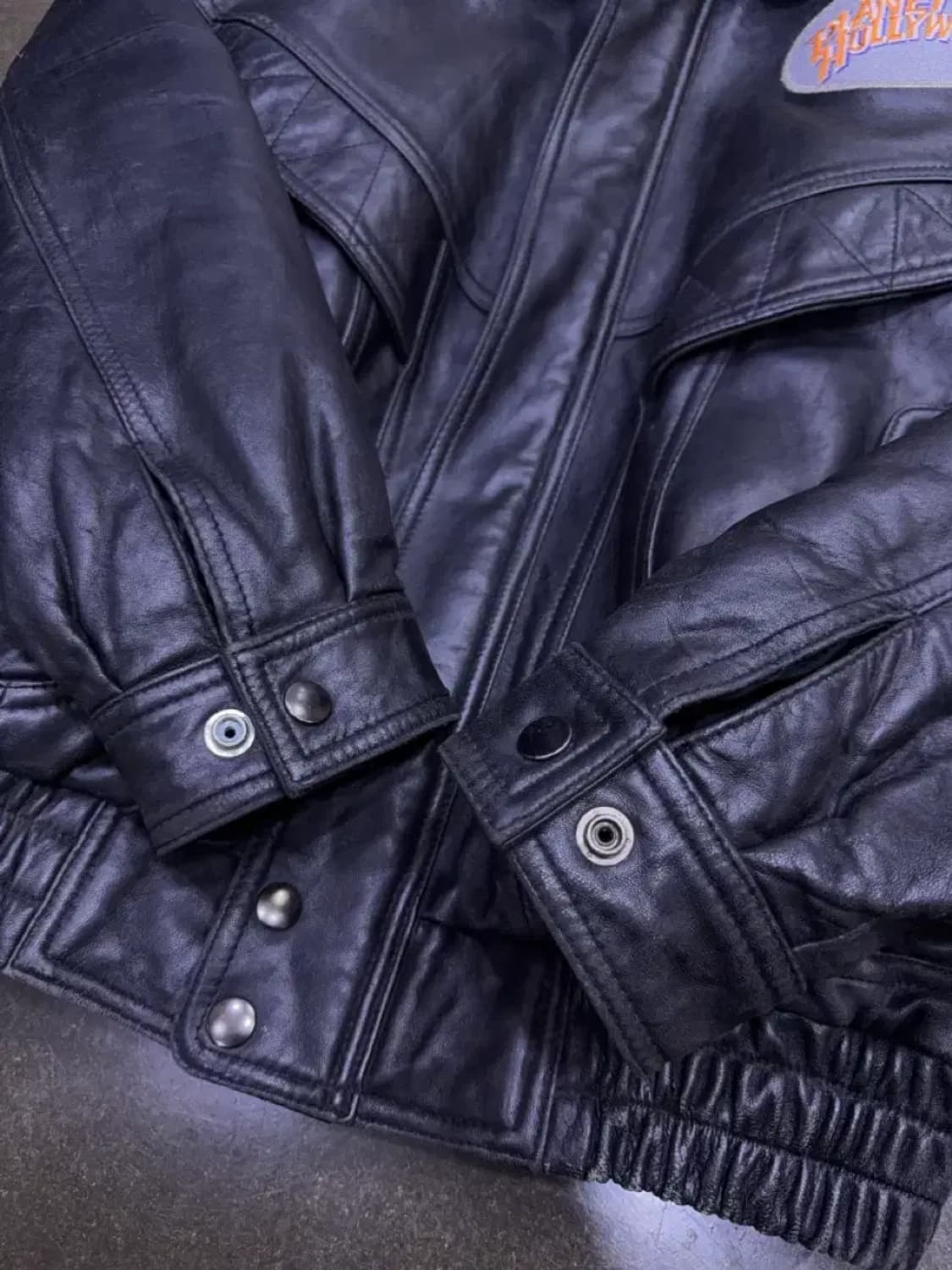 플래닛 할리우드 워싱턴 자수 양가죽 레더 봄버자켓 M 상품이미지7