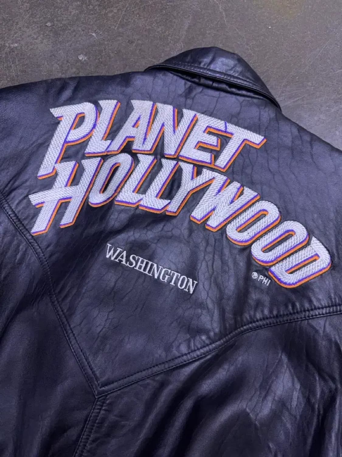 플래닛 할리우드 워싱턴 자수 양가죽 레더 봄버자켓 M 상품이미지8