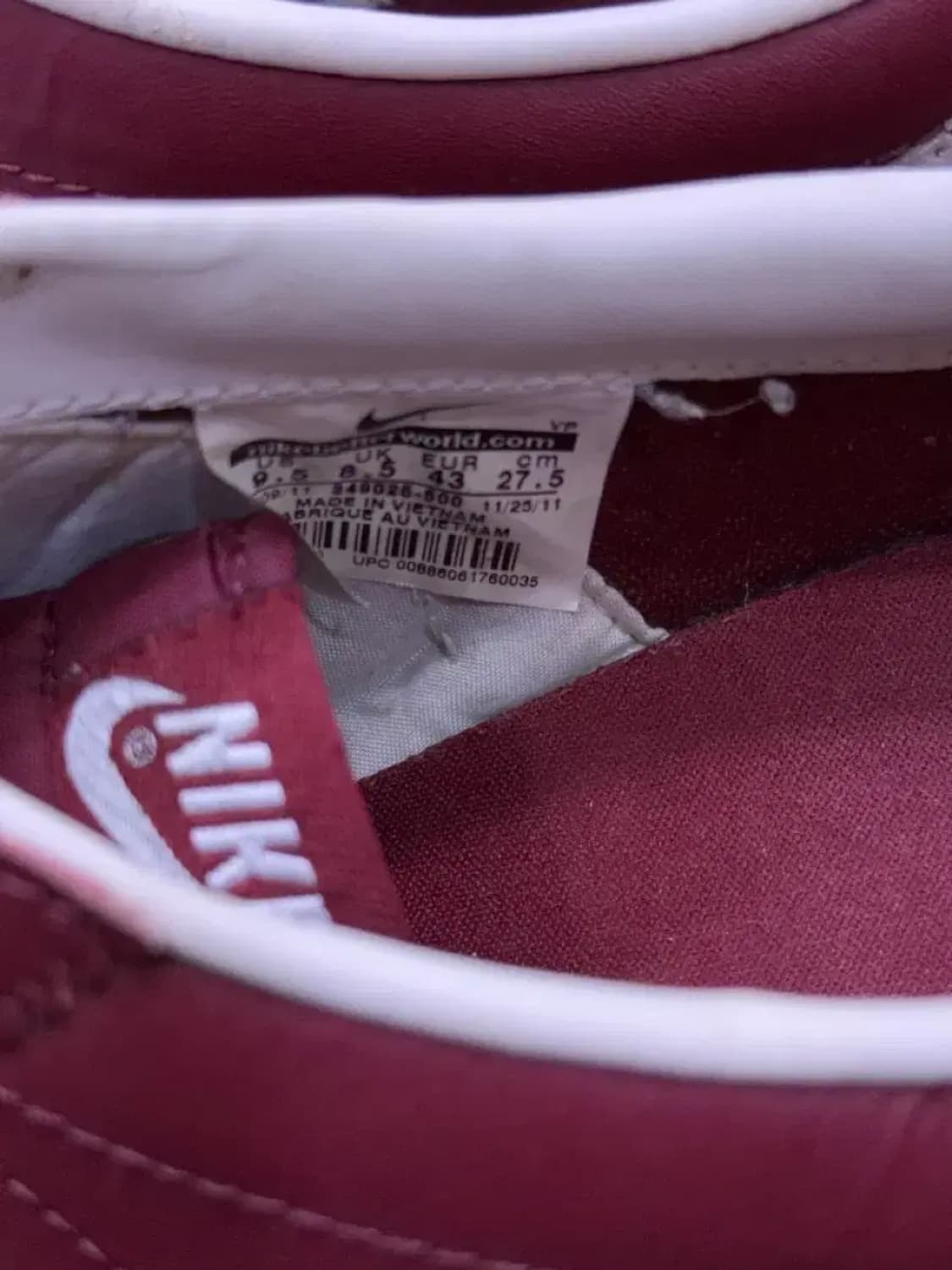 나이키 클래식 코르테즈 가죽 레더 버건디 화이트 스니커즈 275 상품이미지9
