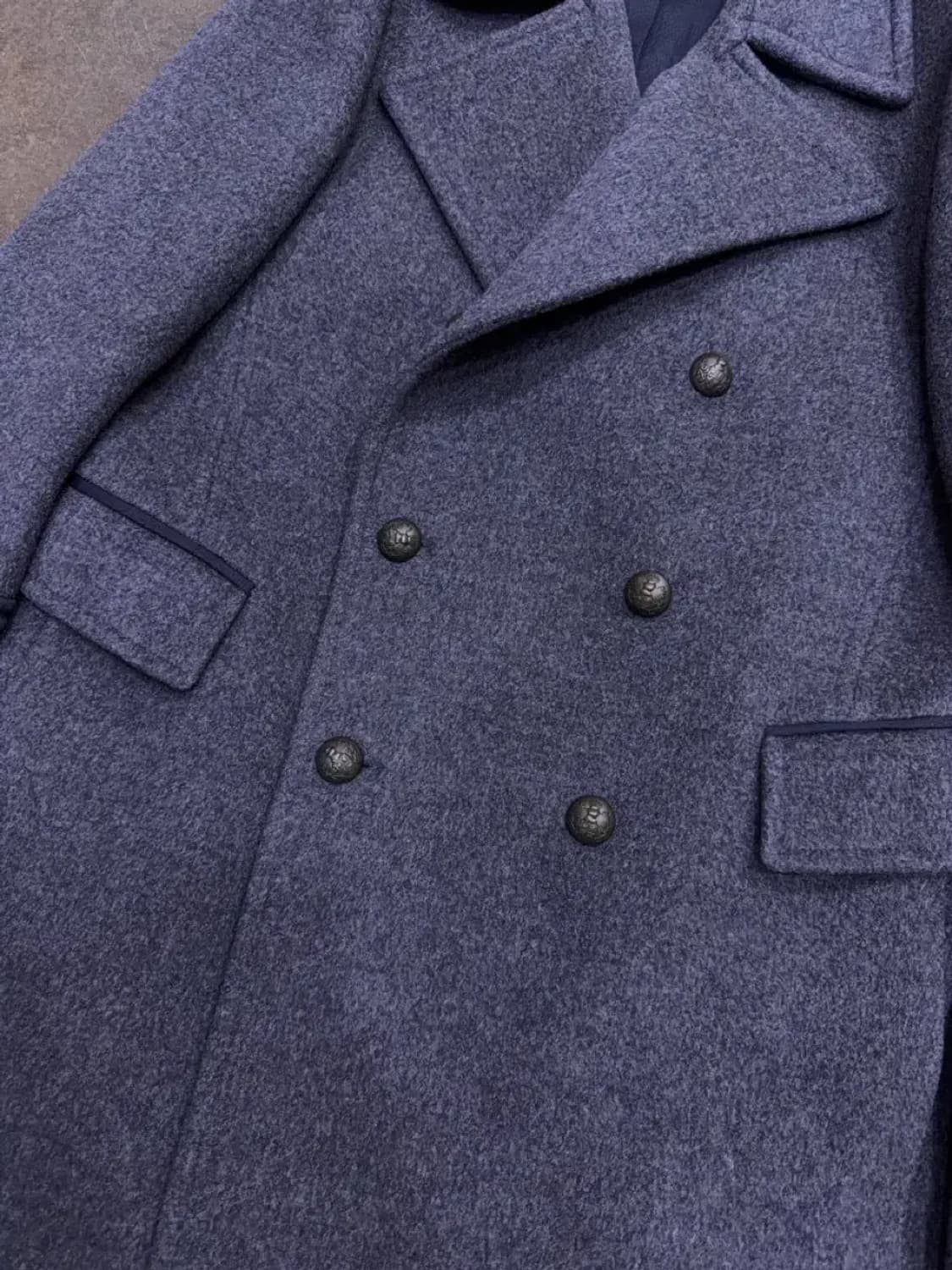 타임옴므 더블 블레스트 견장 울 코트 그레이 105 상품이미지5