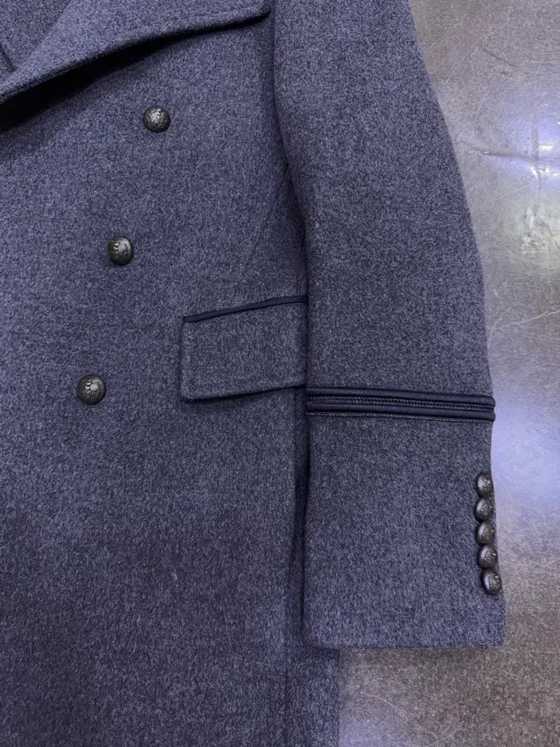 타임옴므 더블 블레스트 견장 울 코트 그레이 105 상품이미지6