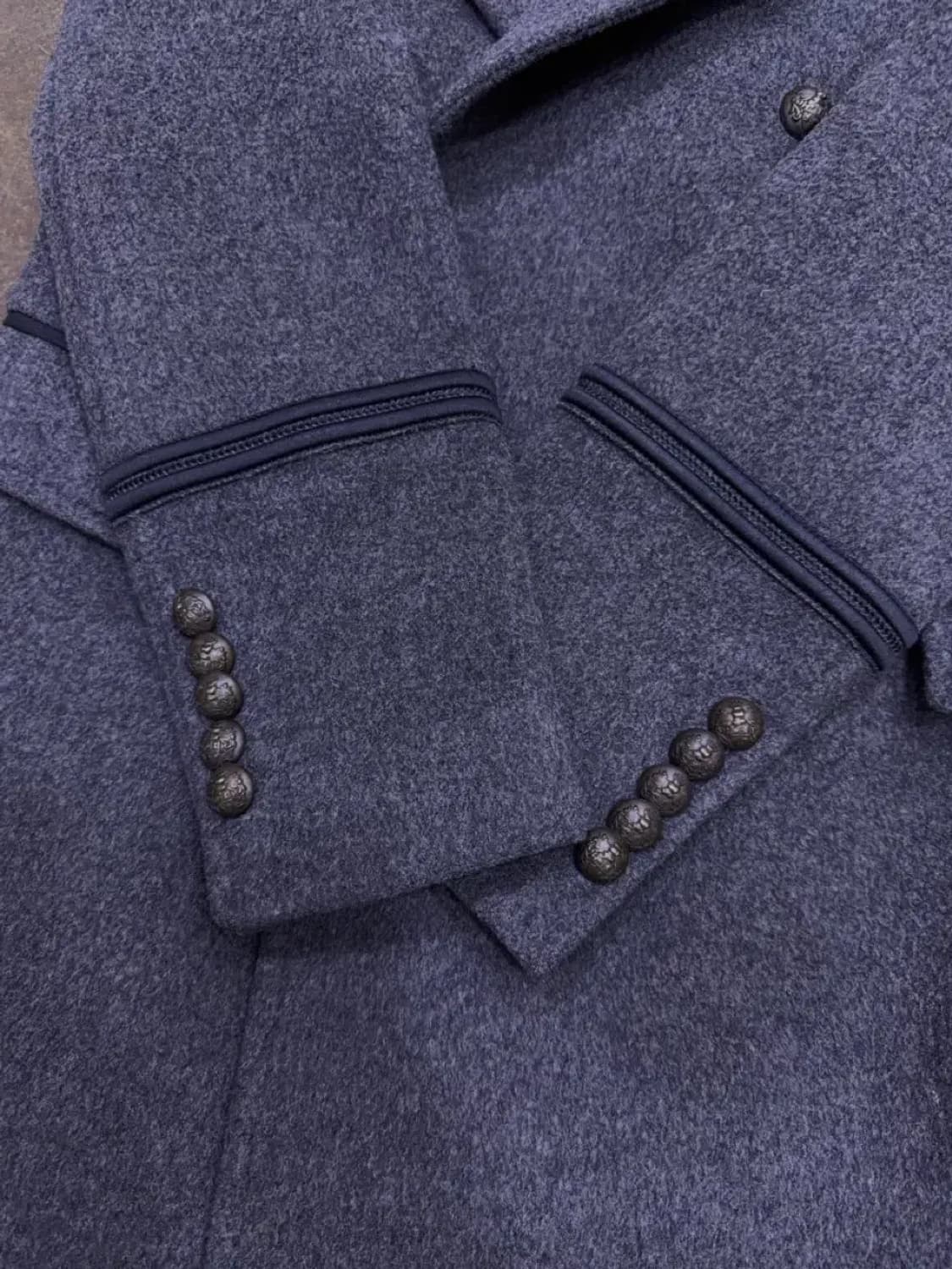 타임옴므 더블 블레스트 견장 울 코트 그레이 105 상품이미지8