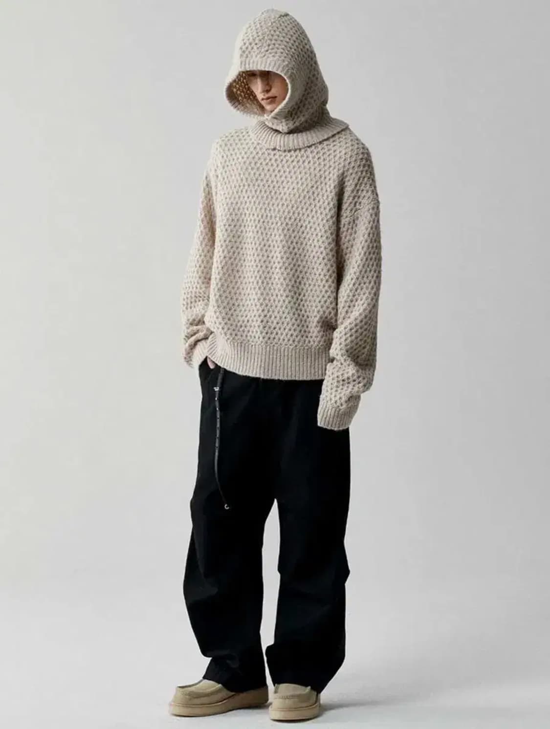 르마드 투톤 와플 울 라운드 니트 스웨터 3 사이즈 상품이미지3