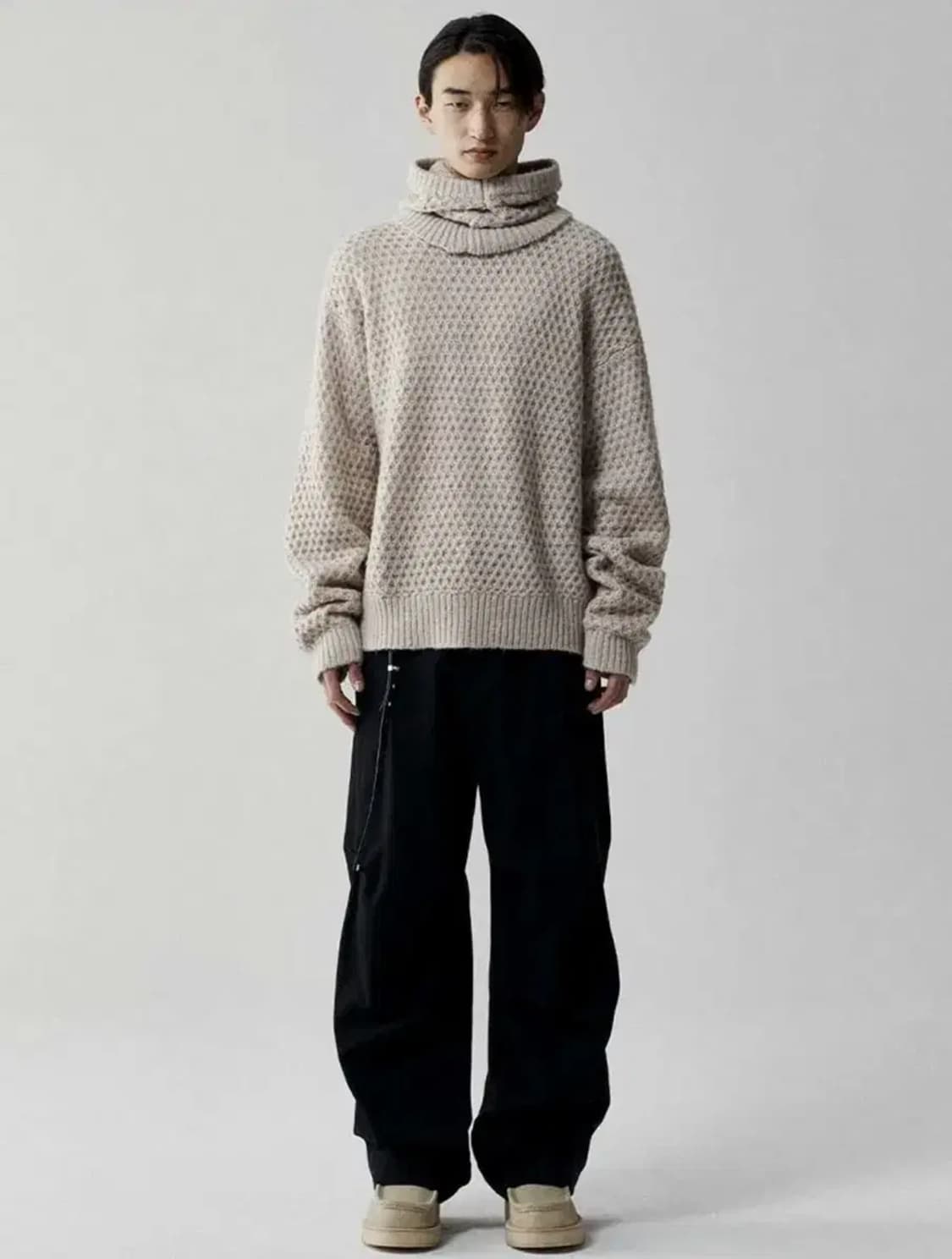 르마드 투톤 와플 울 라운드 니트 스웨터 3 사이즈 상품이미지4