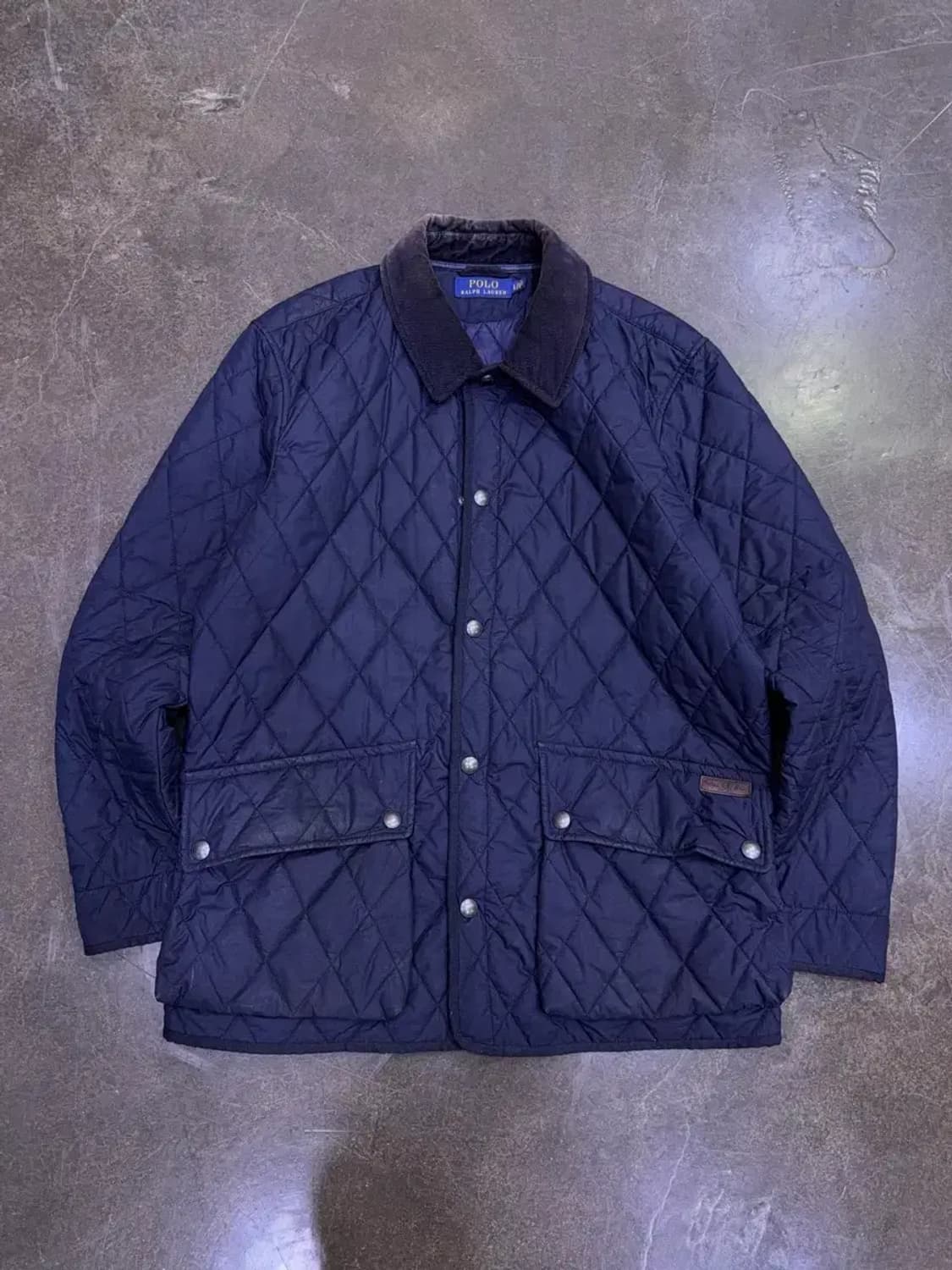 폴로 랄프로렌 코듀로이 카라넥 퀼팅자켓 네이비 L 상품이미지1