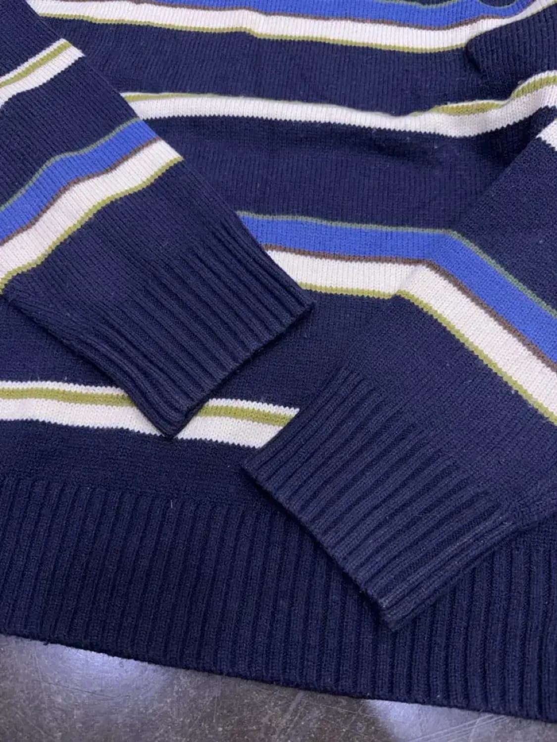 후아유 스티브 곰돌이 스트라이프 니트 스웨터 네이비 L 상품이미지6