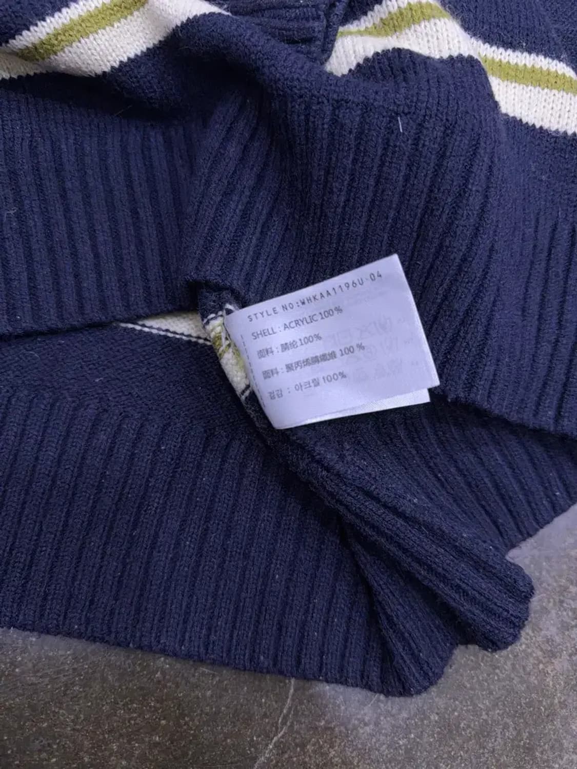 후아유 스티브 곰돌이 스트라이프 니트 스웨터 네이비 L 상품이미지8