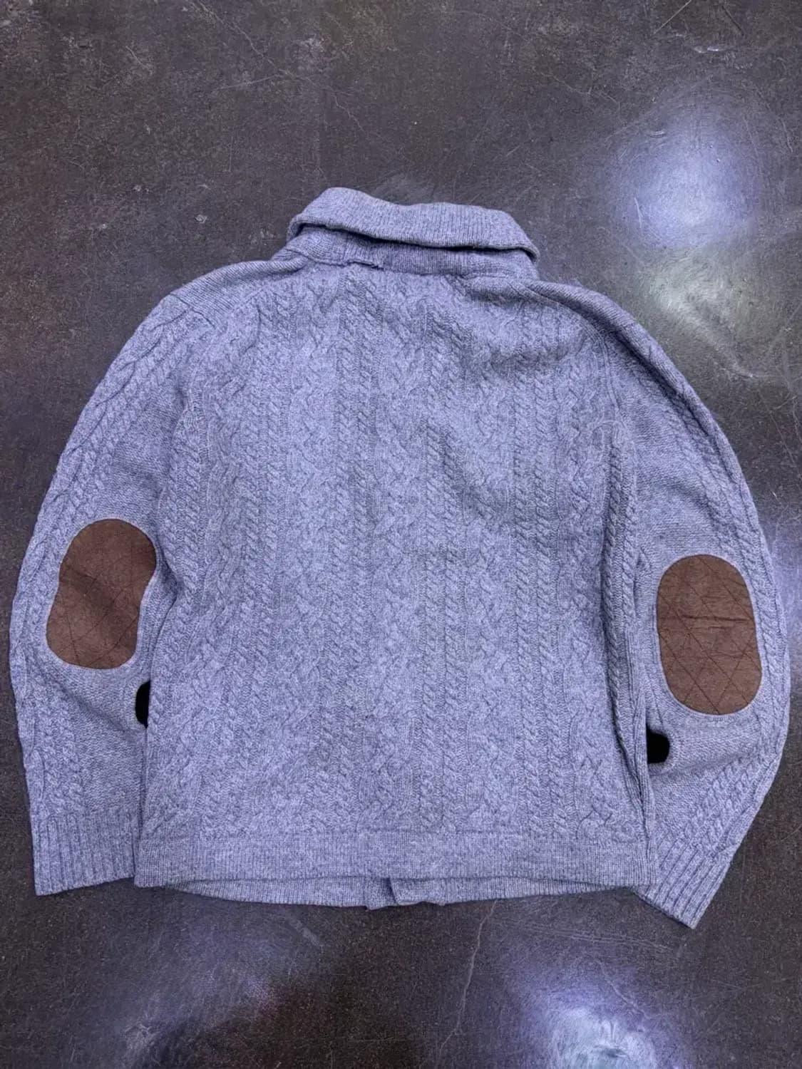 빈폴 클래식 숄카라 패치워크 니트 스웨터 가디건 그레이 100 상품이미지2