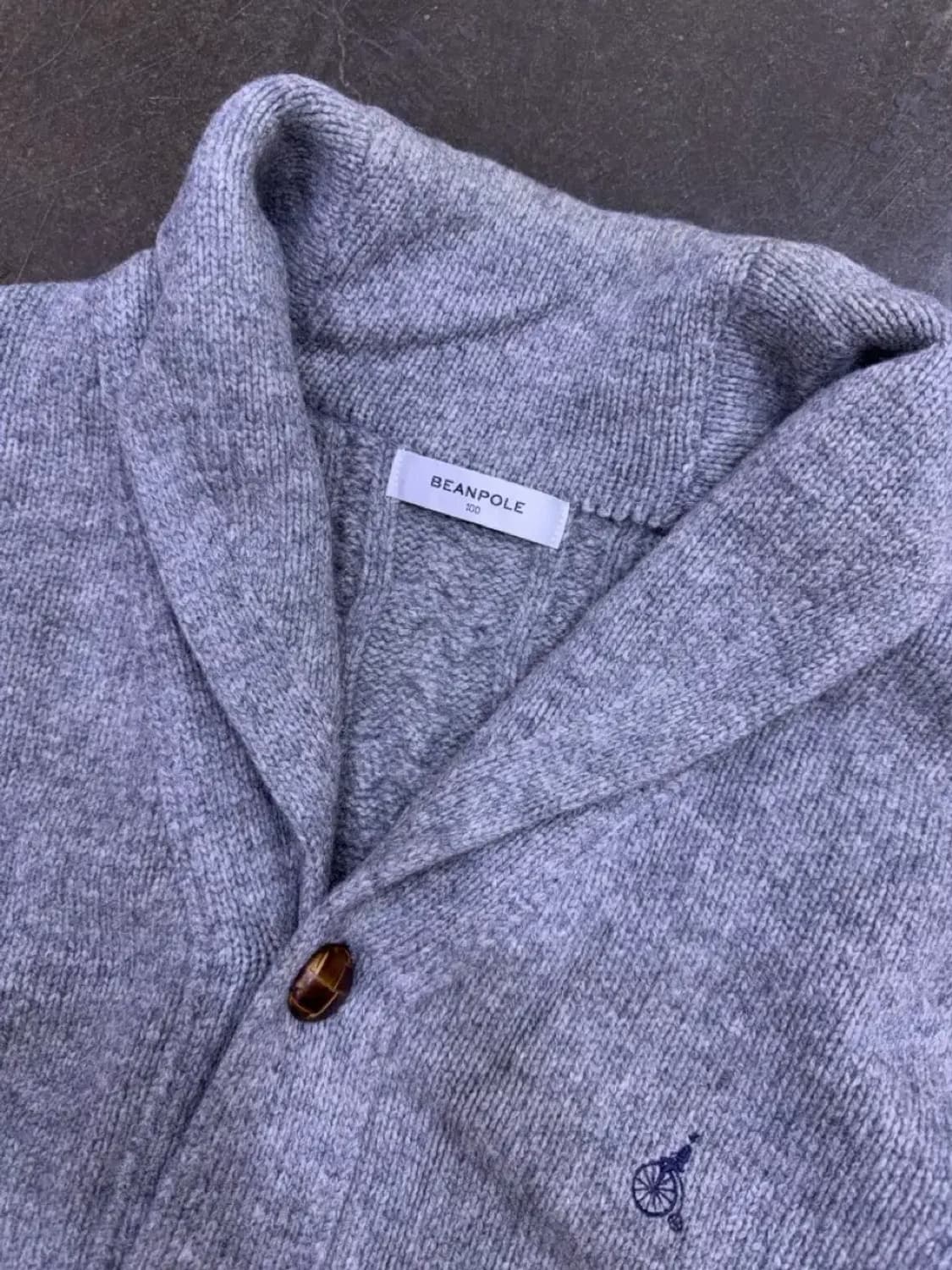 빈폴 클래식 숄카라 패치워크 니트 스웨터 가디건 그레이 100 상품이미지3