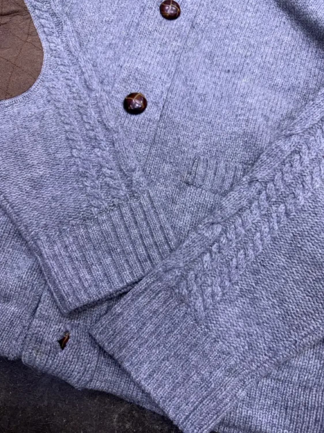 빈폴 클래식 숄카라 패치워크 니트 스웨터 가디건 그레이 100 상품이미지7