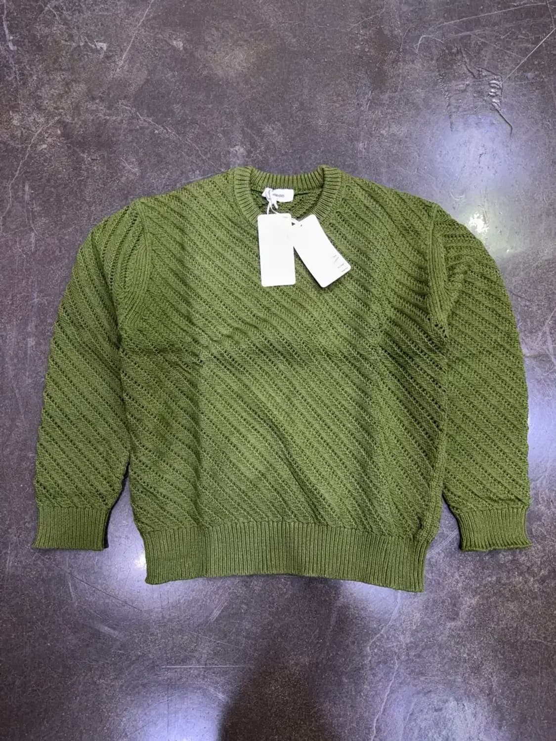 르마드 오블리크 시스루 라운드 니트 그린 2 사이즈 M 상품이미지10