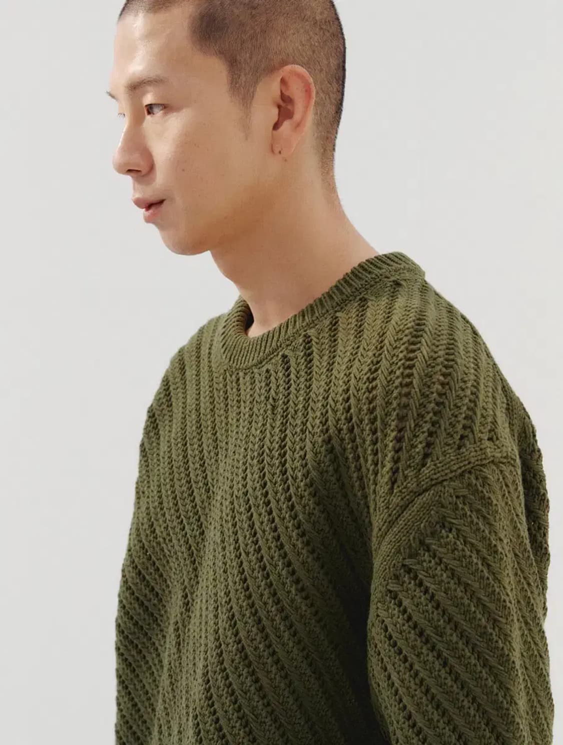 르마드 오블리크 시스루 라운드 니트 그린 2 사이즈 M 상품이미지2