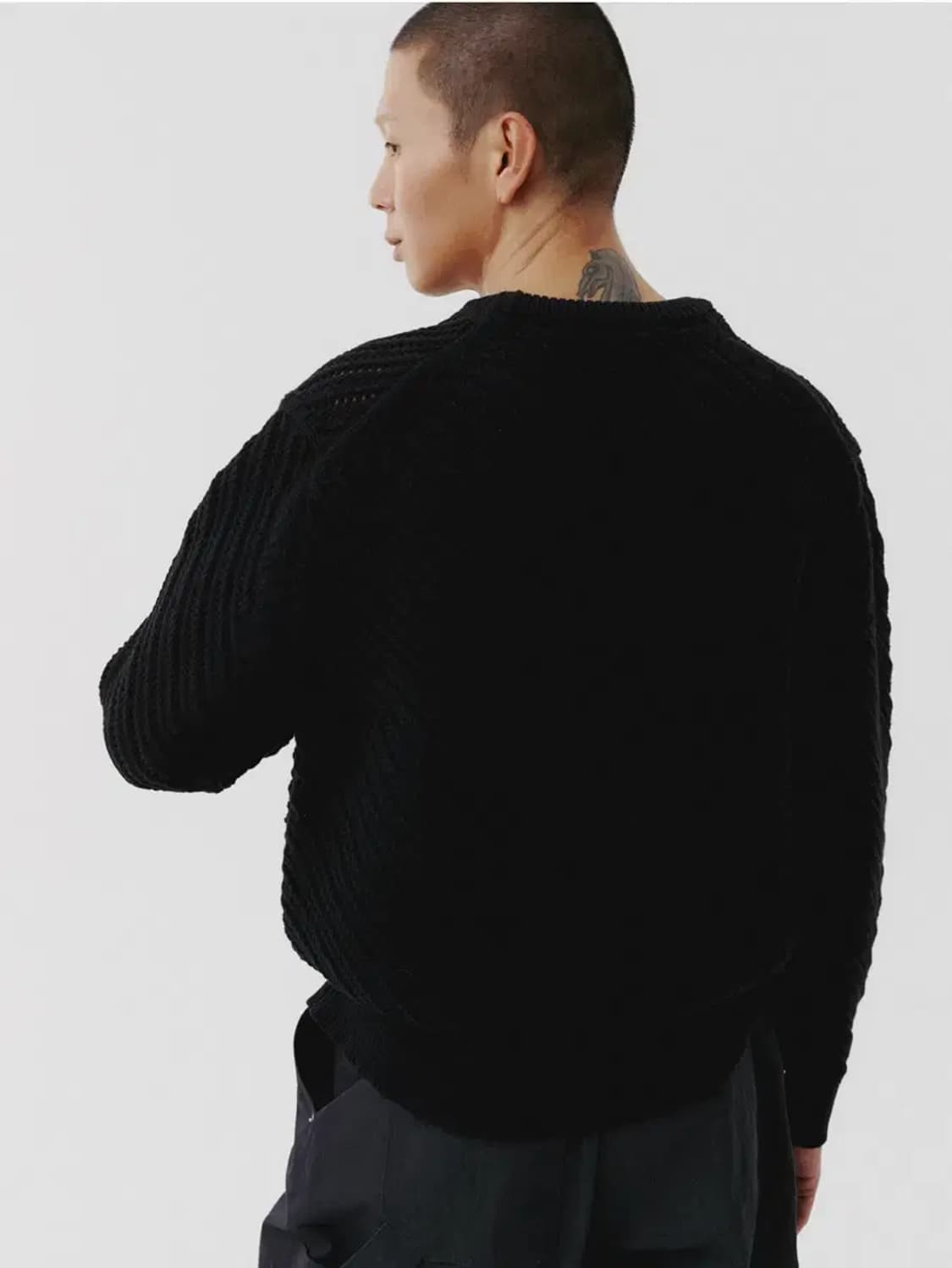 르마드 오블리크 시스루 라운드 니트 스웨터 블랙 2 사이즈 M 상품이미지2