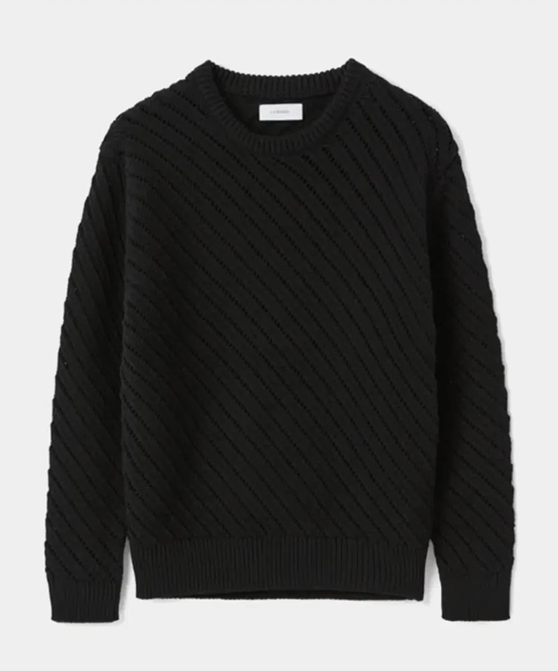 르마드 오블리크 시스루 라운드 니트 스웨터 블랙 2 사이즈 M 상품이미지4