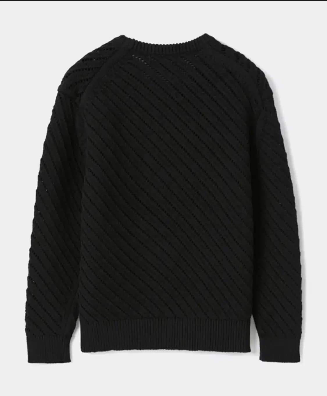 르마드 오블리크 시스루 라운드 니트 스웨터 블랙 2 사이즈 M 상품이미지5