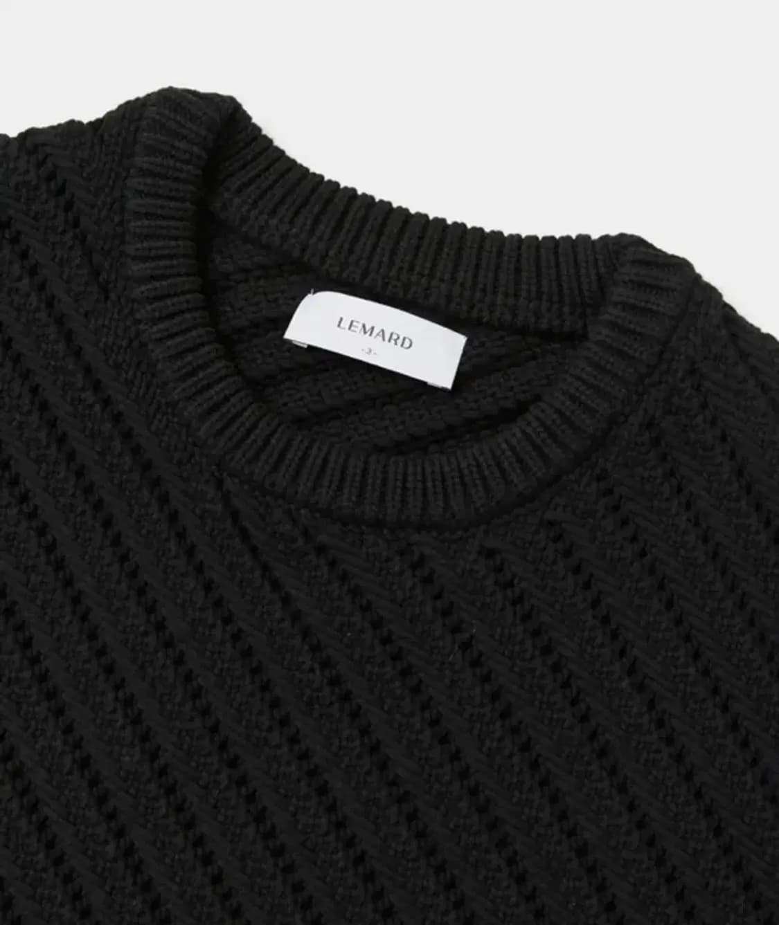 르마드 오블리크 시스루 라운드 니트 스웨터 블랙 2 사이즈 M 상품이미지6