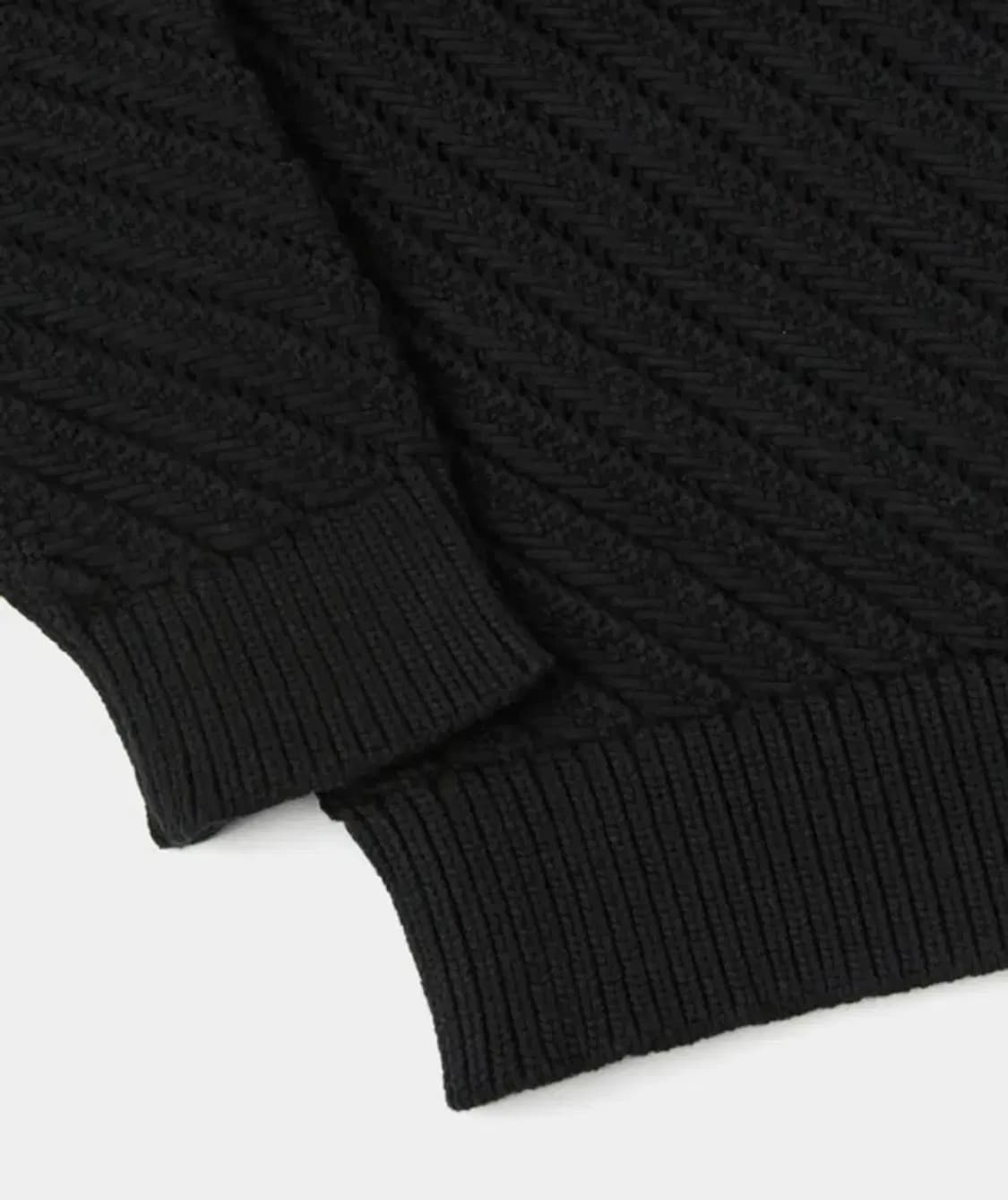 르마드 오블리크 시스루 라운드 니트 스웨터 블랙 2 사이즈 M 상품이미지7