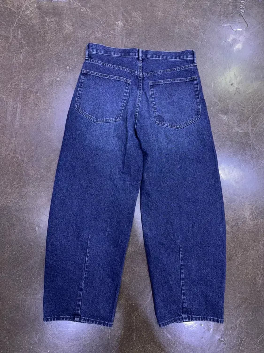 GU 배럴 레그 진 워싱 데님팬츠 와이드핏 블루 32 상품이미지3