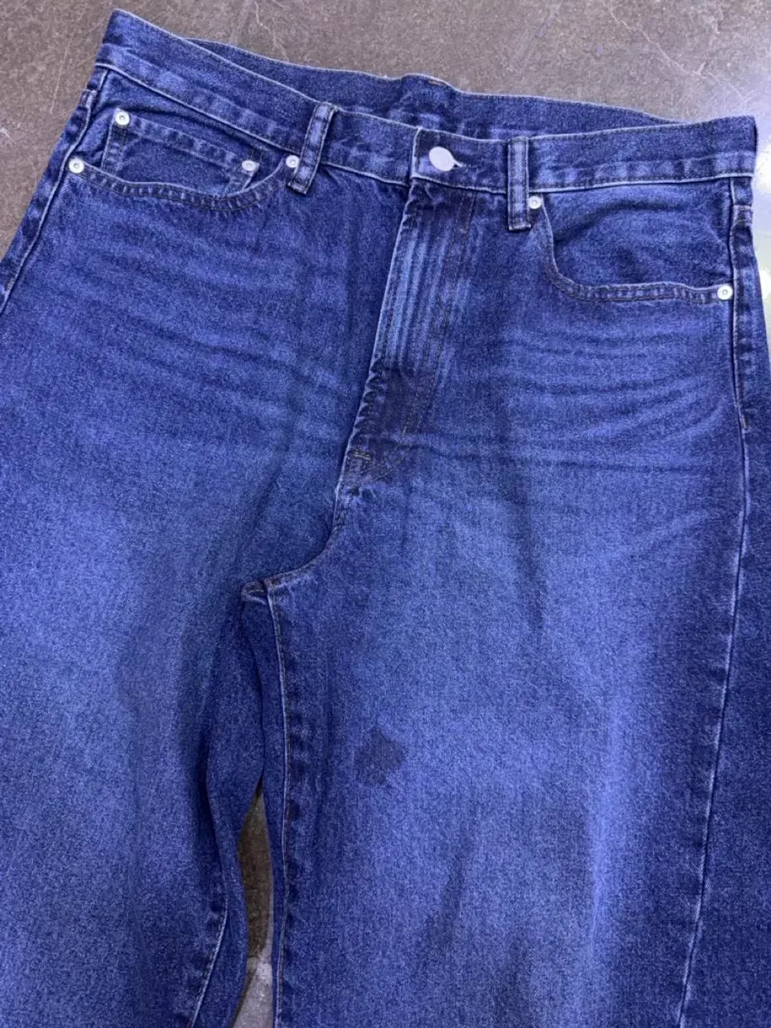 GU 배럴 레그 진 워싱 데님팬츠 와이드핏 블루 32 상품이미지4