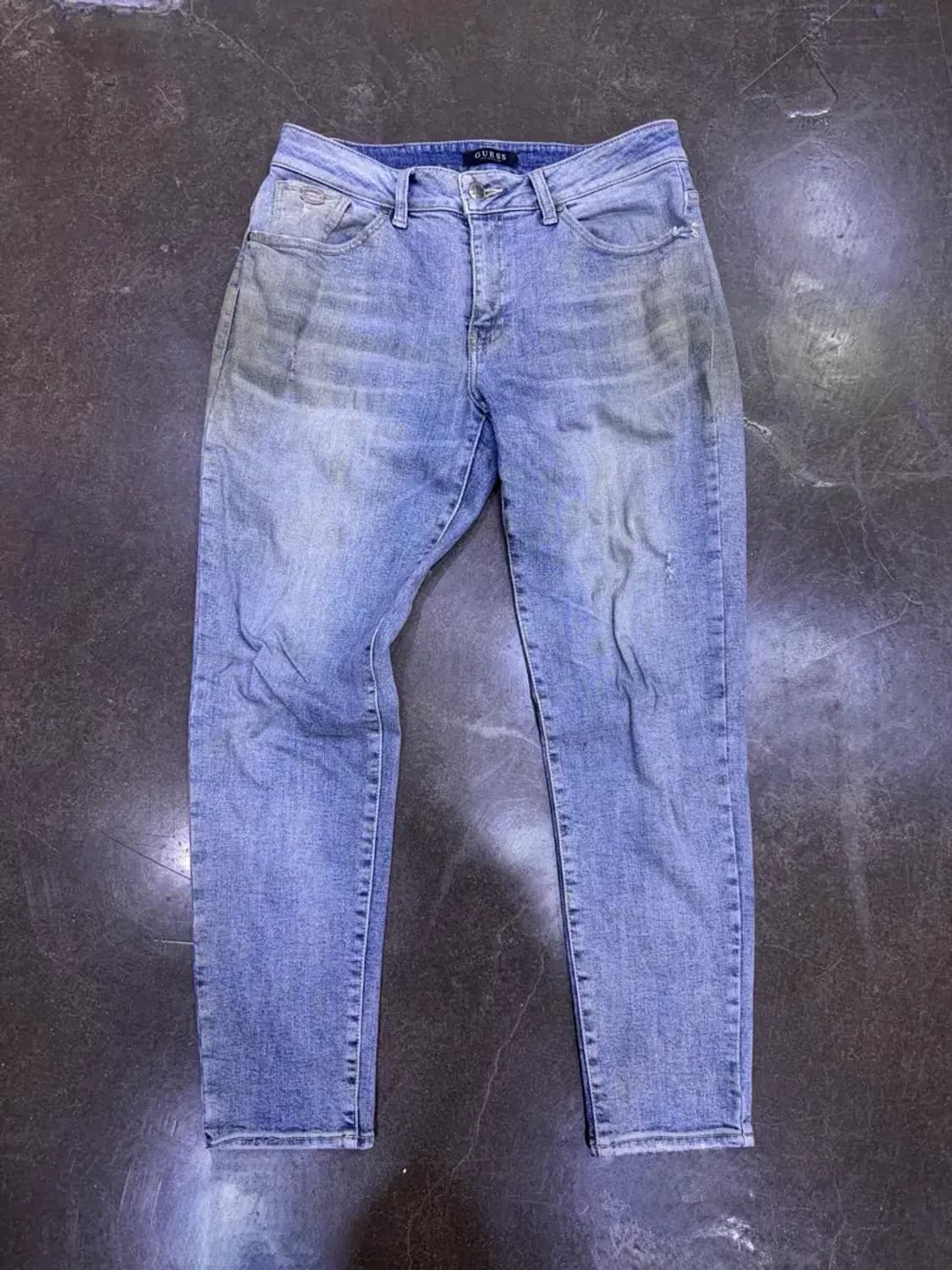 게스 빈티지 워싱 데미지 테이퍼드핏 데님팬츠 라이트 블루 31 상품이미지1