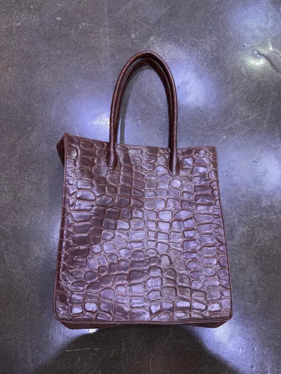 랄프로렌 사파리 인조 악어가죽 엠보싱 토트백 브라운 상품이미지2