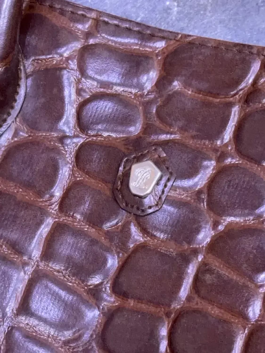 랄프로렌 사파리 인조 악어가죽 엠보싱 토트백 브라운 상품이미지3