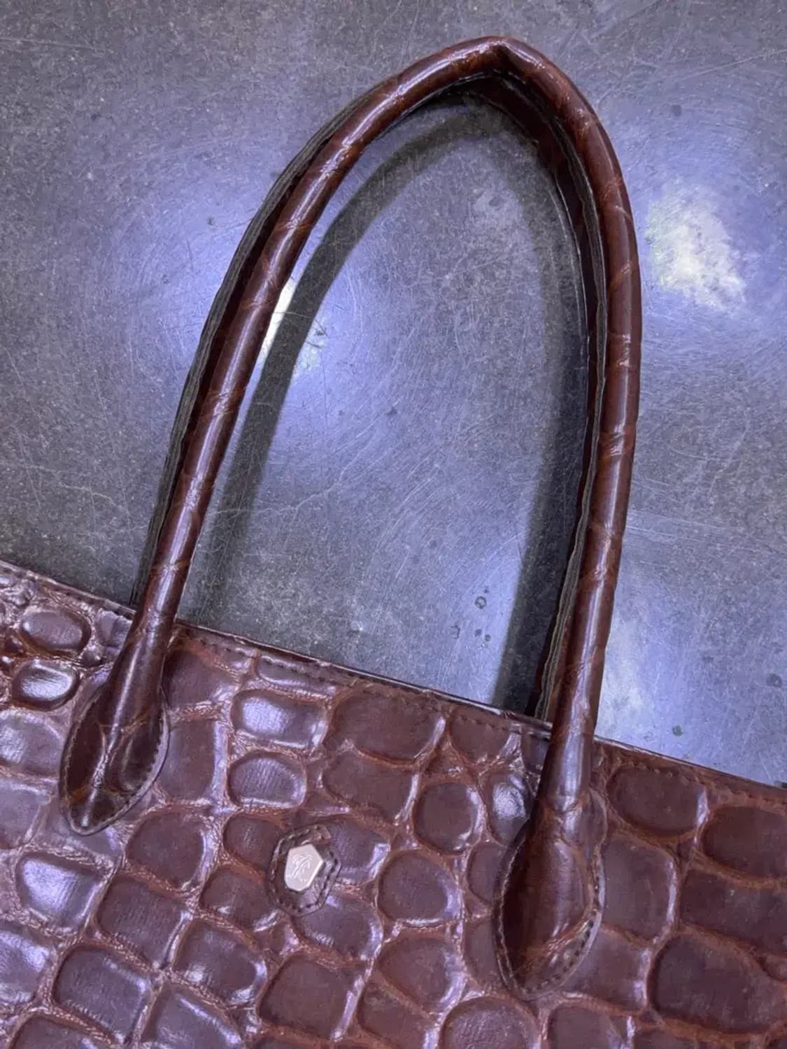 랄프로렌 사파리 인조 악어가죽 엠보싱 토트백 브라운 상품이미지4