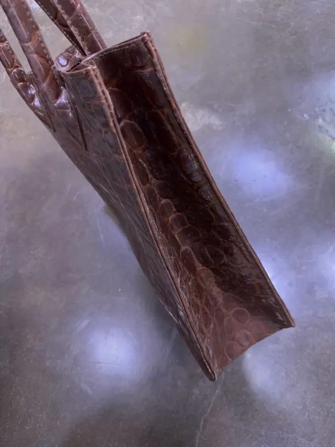 랄프로렌 사파리 인조 악어가죽 엠보싱 토트백 브라운 상품이미지5