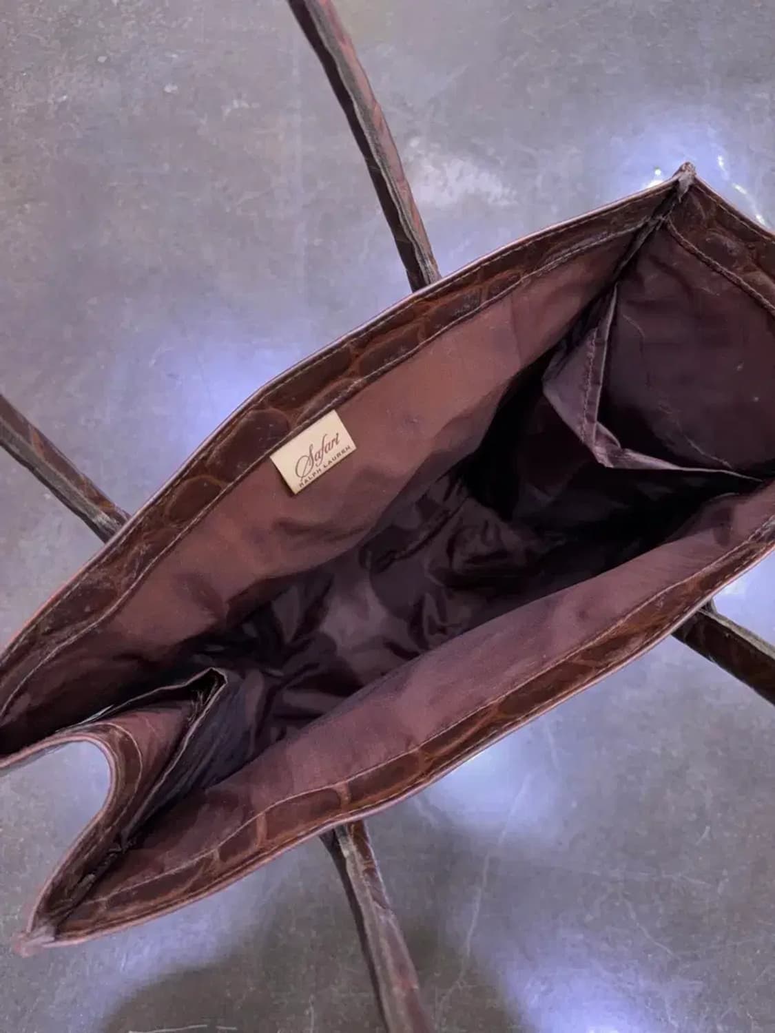 랄프로렌 사파리 인조 악어가죽 엠보싱 토트백 브라운 상품이미지7