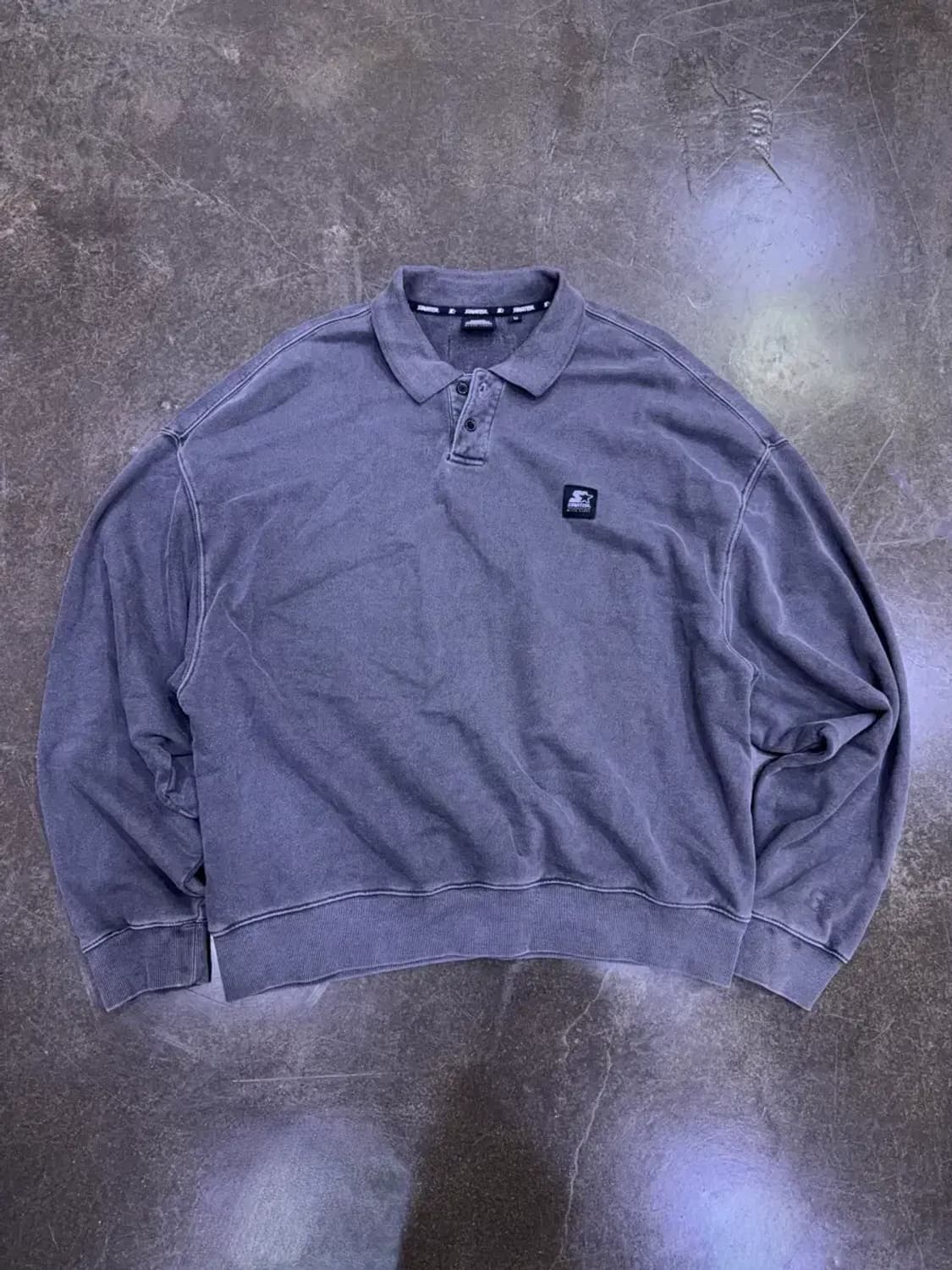 스타터 블랙라벨 빈티지 가먼트 다잉 워싱 오버핏 맨투맨 카라넥 M 상품이미지1