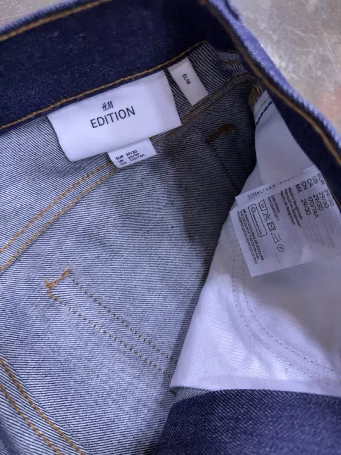 H&M 에디션 아시안핏 슬림 딥인디고 논워싱 데님팬츠 29 상품이미지7