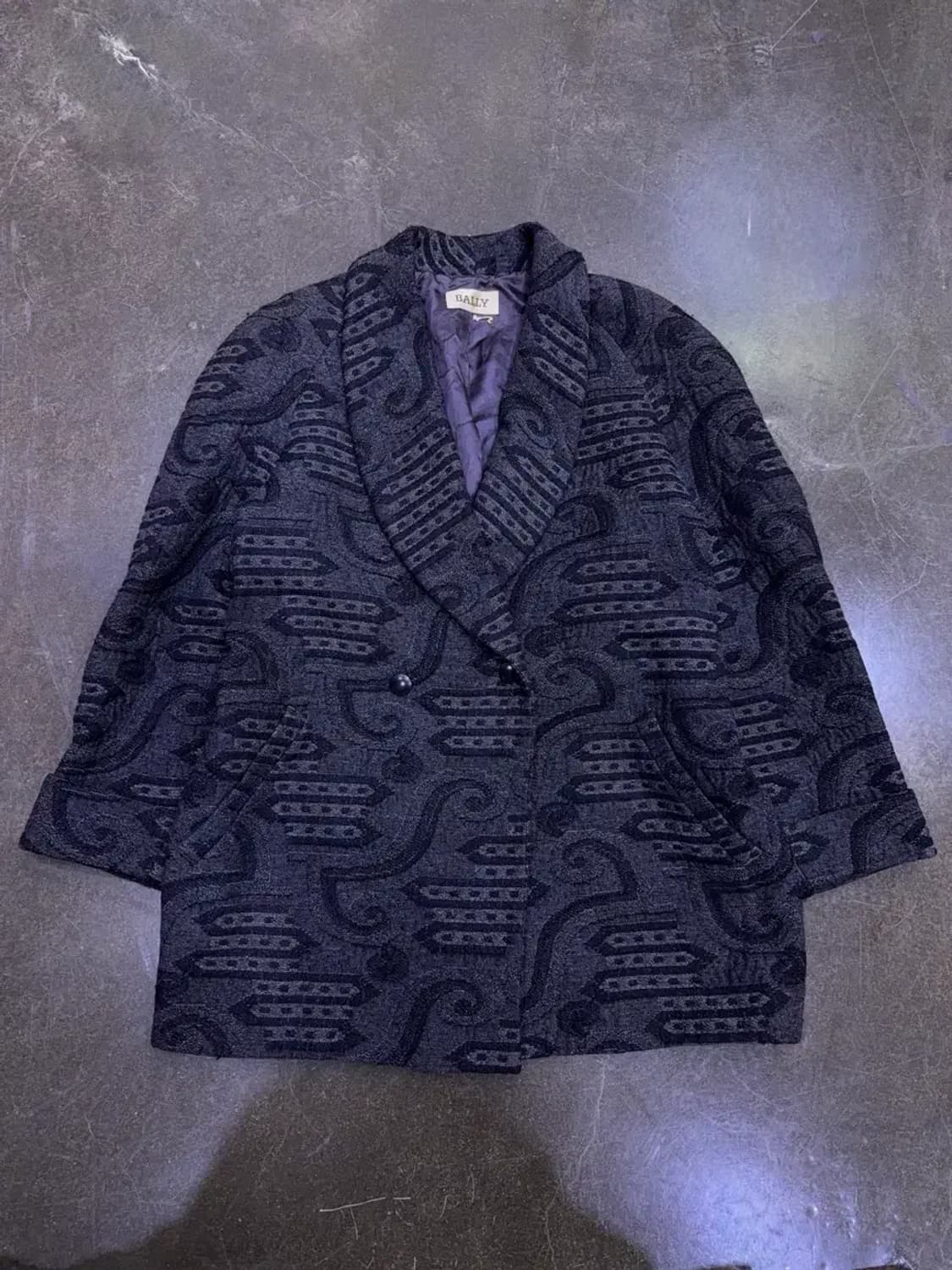 발리 울 라나 빈티지 패턴 레트로 더블 블레스트 코트 M 상품이미지1