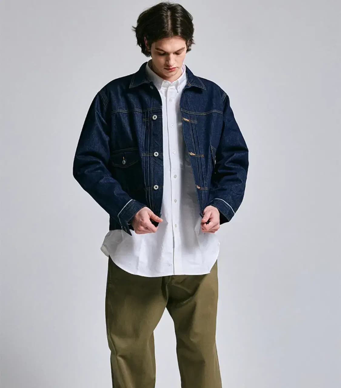 아웃스탠딩 2세대 라운드 포켓 셀비지 데님자켓 트러커 L 상품이미지2