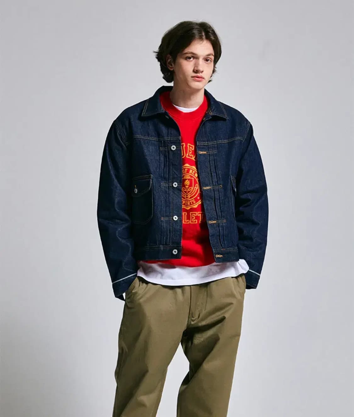 아웃스탠딩 2세대 라운드 포켓 셀비지 데님자켓 트러커 L 상품이미지3