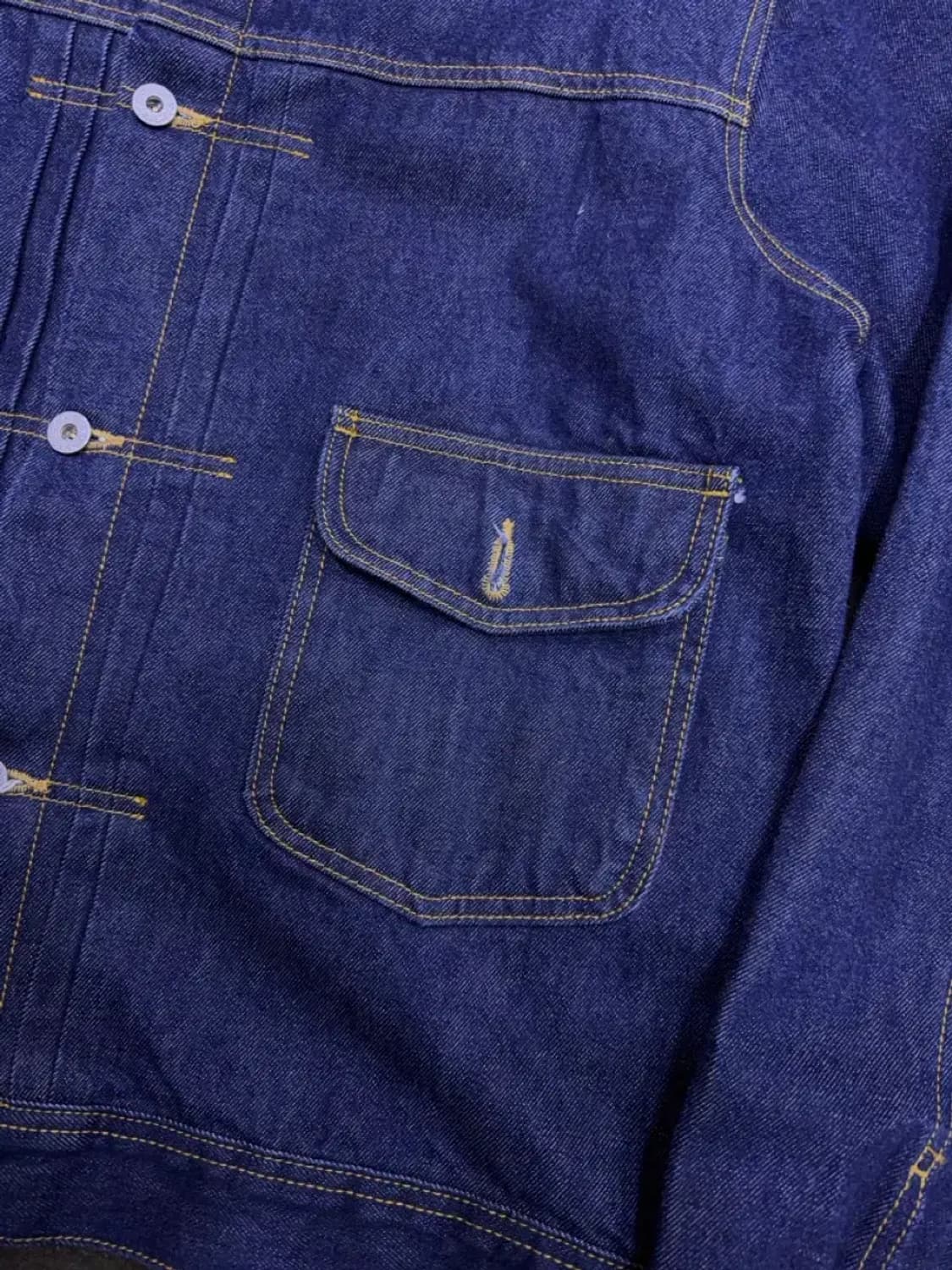 아웃스탠딩 2세대 라운드 포켓 셀비지 데님자켓 트러커 L 상품이미지8