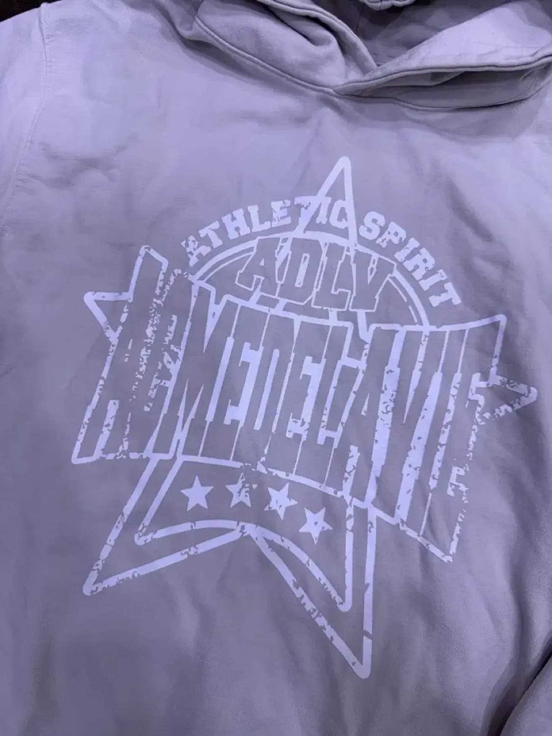 아크메드라비 프레피 로고 크랙 프린팅 후디 후드티 그레이 2 상품이미지5