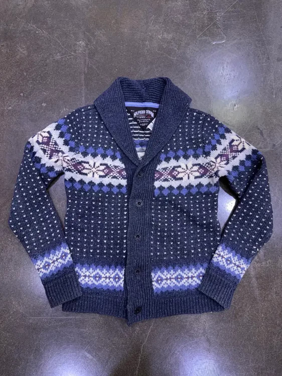 타미힐피거 노르딕 패턴 니트 숄카라 가디건 스웨터 S 상품이미지1