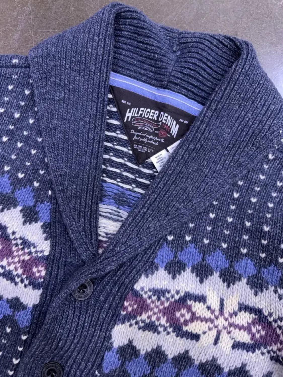타미힐피거 노르딕 패턴 니트 숄카라 가디건 스웨터 S 상품이미지3