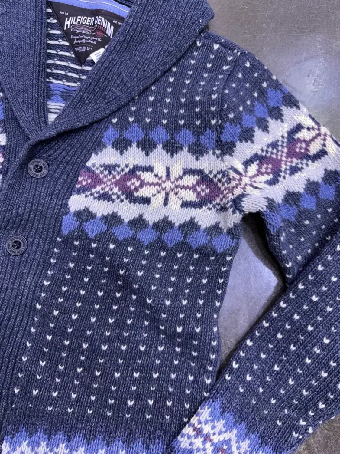 타미힐피거 노르딕 패턴 니트 숄카라 가디건 스웨터 S 상품이미지4
