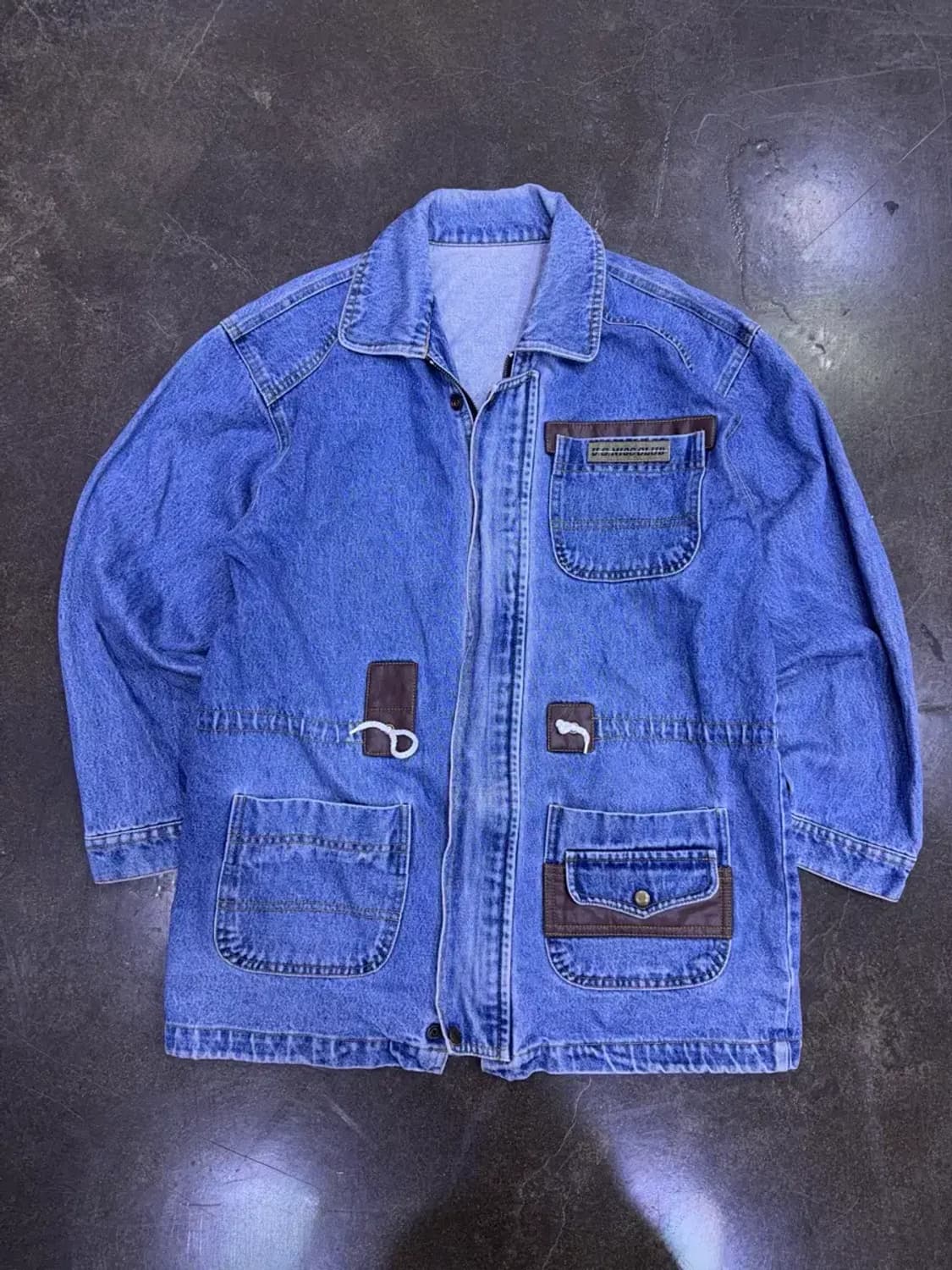 US 나이스 클럽 빈티지 유틸리티 가죽패치 데님자켓 L 상품이미지1