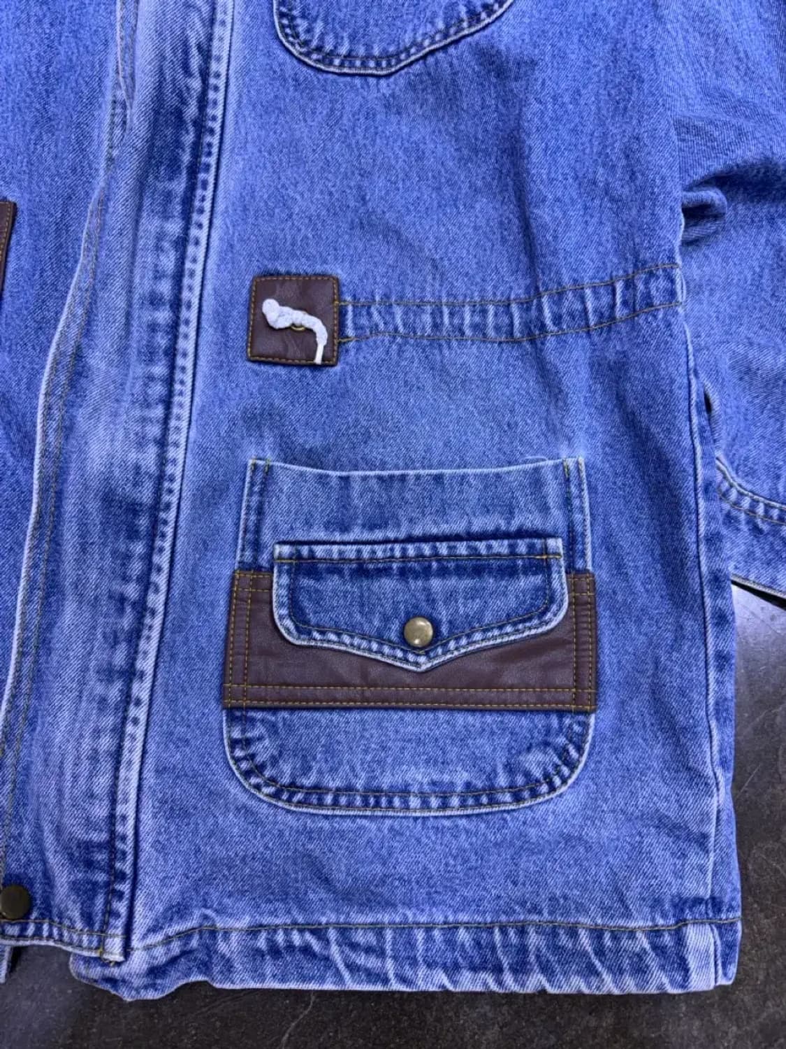 US 나이스 클럽 빈티지 유틸리티 가죽패치 데님자켓 L 상품이미지6